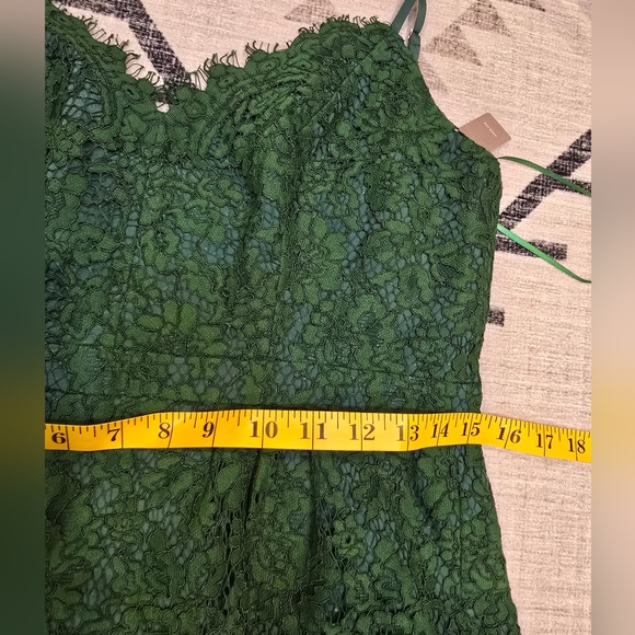 NWT J.Crew Spaghetti strap Lace Dress Forest Green Fall Party Wedding Size 4 - Picture 5 of 11